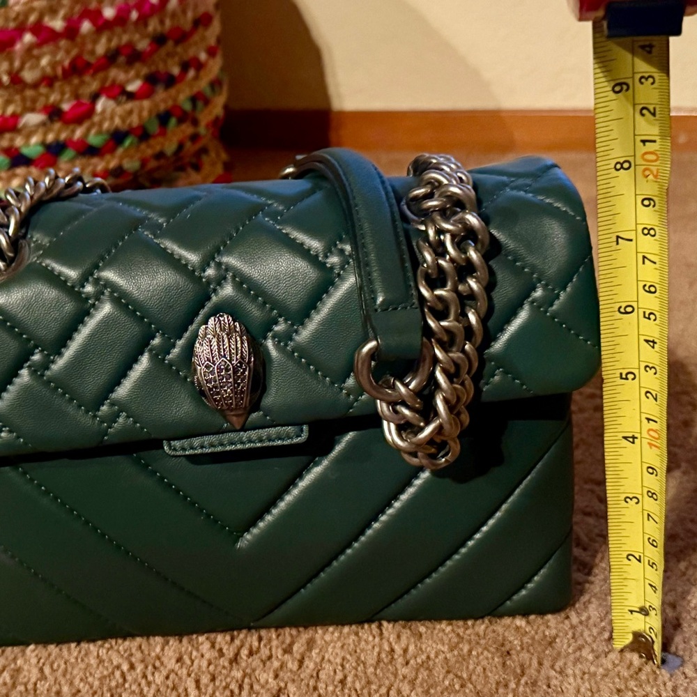 Kurt Geiger Dusky Green Quilted Leather Chain Shoulder Bag - Picture 6 of 10